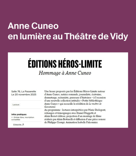 Anne Cuneo revient! 
Éditions Héros-Limite, @theatredevidy

 #isabellefalconnier #alicebottarelli #annecuneo
