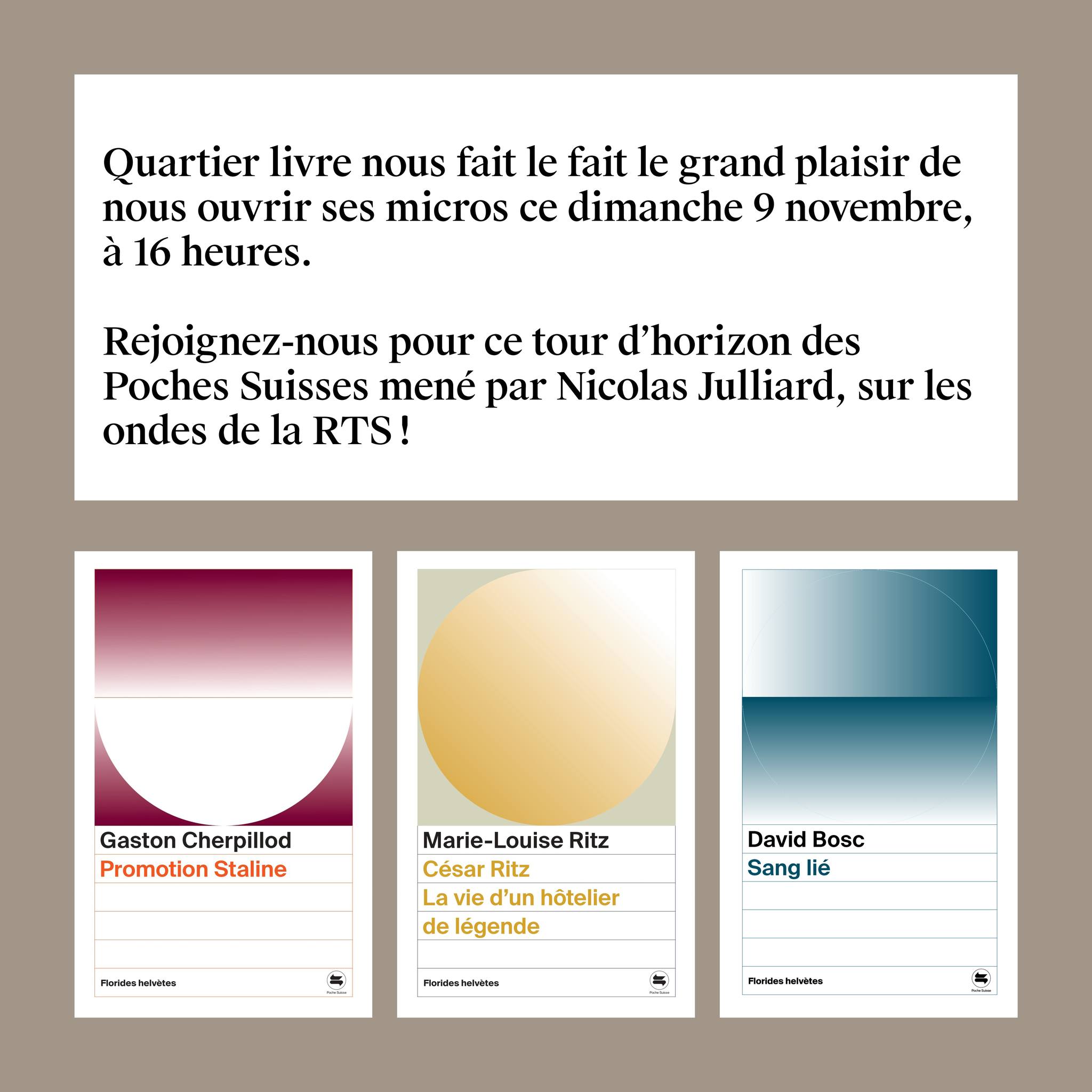 Merci à Nicolas Julliard et Ellen Ichters pour cette belle invitation!
@radiotelevisionsuisse
@rtsculture